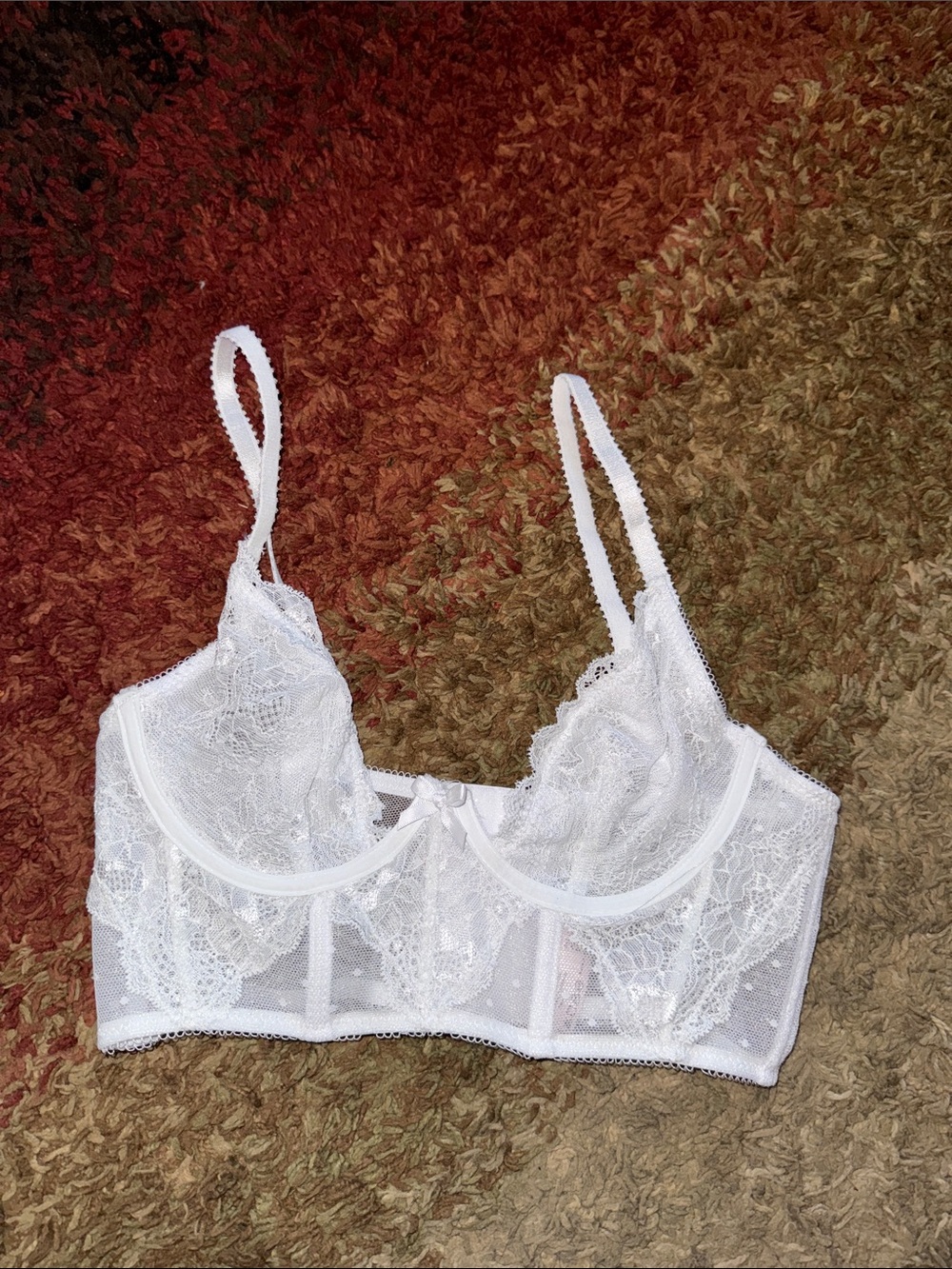 White Lace Longline Underwire Bra - Unbranded